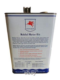 Rare 1950's NOS Mobiloil Marine Oil No. 4 Gallon Can Full Unopened Socony Vacuum