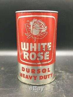 Rare 1950's Vintage White Rose Dursol Heavy Duty Motor Oil Imperial Quart Can