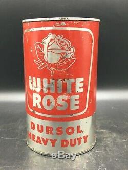 Rare 1950's Vintage White Rose Dursol Heavy Duty Motor Oil Imperial Quart Can