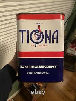 Rare 1963 Tiona Petroleum Company Motor Oil Can Tiopet Indian Phila PA NJ