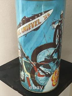 Rare 1974 Evel Knievel StuntmanCheinco Co. TrashGarbageMetal CanMade in USA