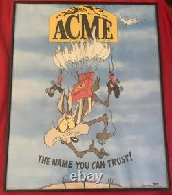 Rare 1987 Warner Bros ACME The Name You Can Trust Wile E Coyote Framed Poster