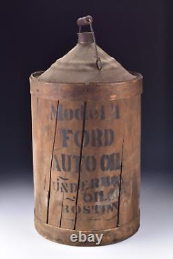 Rare 5 Gallon Ford Model T Wood Jacket Auto Oil Can Underhay Oil Co