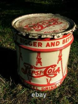 Rare Antique 1940's Pepsi Cola Syrup 10 Gallon Can Sign Advertising