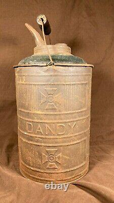 Rare Antique Dandy Glass / Tin Oil Can Kerosene Can Bottle