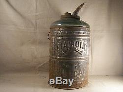 Rare Antique Diamond Glass / Tin Oil Can Pat. Mar. 27 1883 Kerosene Can Bottle