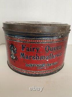 Rare Antique Fairy Queen Marshmallows 5 Lb. Tin Can, Loose-Wiles Co, Kansas City