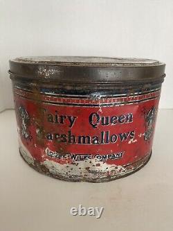 Rare Antique Fairy Queen Marshmallows 5 Lb. Tin Can, Loose-Wiles Co, Kansas City