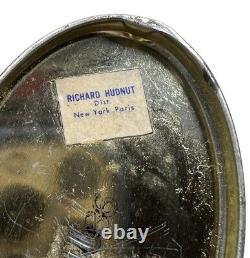 Rare Antique Gewey Talcum Powder Tin Litho Can Richard Hudnut Emerald Ruby Gems