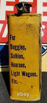 Rare Antique Rega Coach Buggy Sulky Hearse Wagon Oil Tin Can Not Porcelain Sign