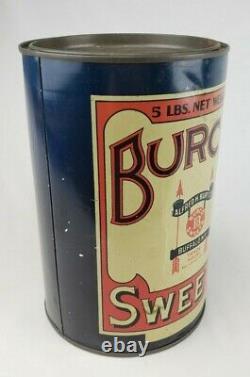 Rare Antique Vintage Burco Sweets Candy Tin Can Alfred H. Burt Advertising Sign