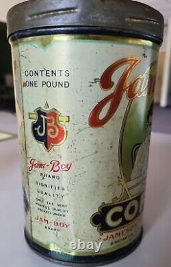 Rare Antique Vtg Jam-boy Jameson Boyce Advertising Litho Coffee Tin Can Sign