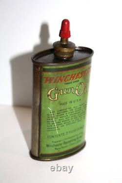 Rare Antique Winchester Gun Oil Green Can Handy Oiler 3 0z Tin Can
