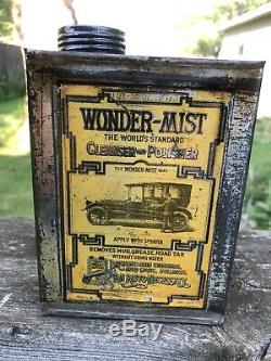 Rare Antique Wonder Mist Automobile Polish Can Gas Oil Soda