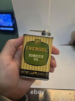Rare BP Energol Handy Oiler Oil Can Tin Lead Top Vintage great graphics