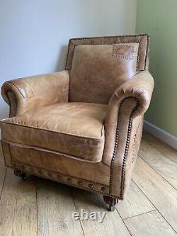 Rare Barker And Stonehouse Halo Tan Leather Retro Club Armchair CAN DELiVER