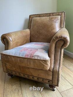 Rare Barker And Stonehouse Halo Tan Leather Retro Club Armchair CAN DELiVER
