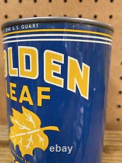 Rare & Clean Golden Leaf 1 Qt Motor Oil Can