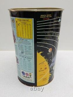 Rare Decoware Early 60's Graphic Map of Outer Space Tin Litho Trash Can SpaceAge