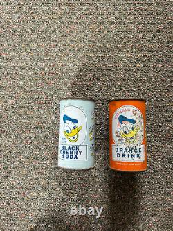 Rare Donald Duck Soda Cans (2), Orange, Black Cherry, Vintage Cans