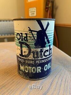 Rare Dutch Motor Oil Can MI Michigan One 1 QT Quart Sign Advertising Gas Station
