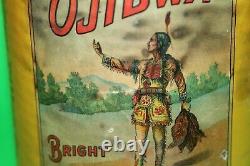 Rare Earliest Vintage Antique Ojibwa Bright Fine Cut Chewing Tobacco Tin Can