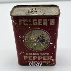 Rare Early Folger's Golden Gate Pepper Tin 2 ozs not Coffee Spice can