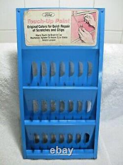 Rare FORD TOUCH-UP Paint Rack & Bottles-Mercury-Lincoln-Mustang-Edsel-Oil-Gas-RV