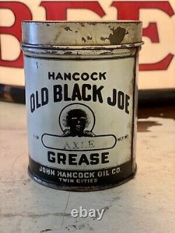 Rare Hancock Oil Company Old Black Joe Grease Can