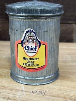Rare Indian Chief Northwest Metal Products Salesman Sample Trash Can Minty