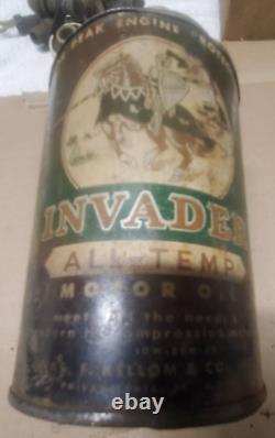 Rare Invader All Temp Motor Oil Can Lead Filled