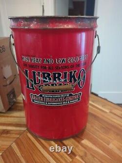 Rare Large 50# 1920s-1930s Lubriko Grease Oil Can With Handle