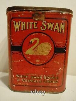 Rare Large White Swan Spice Tin Can Country Store Grocery Toronto Canada