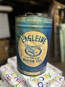 Rare Massachusetts EAGLEINE Motor Oil Blue 5qt