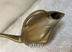 Rare Mid-Century Vintage Brass Goose Watering Can / Container