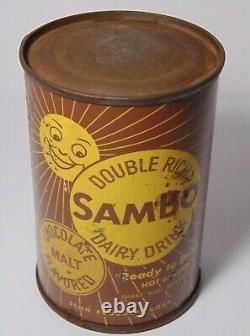 Rare New Old Vintage 1950s Sambo Chocolate Malt Drink Flat Top Soda Can Unused