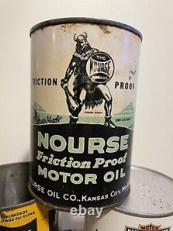 Rare Nourse Green Quart Friction Proof Oil Can Both Lids Kansas City MO