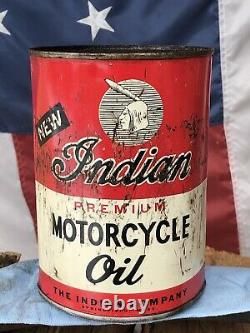Rare Original Old Indian Motorcycle Oil Can Quart Motocycle FULL Chief scout