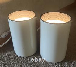 Rare Pair Mid Century Modern Kovacs Sonneman Cylinder Can Lamps Space Age 1980s