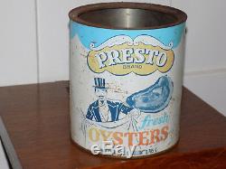 Rare Presto Brand Fresh Oysters 1 Gallon Empty Can