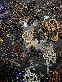 Rare Pretty Lot Religious Medals & Rosaries French Antique Rosary CAN-2