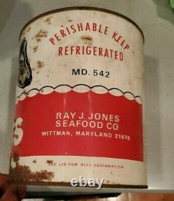 Rare R. J. Ray J. Jones Seafood Company 1 Gallon Oysters Can Wittman Maryland 542