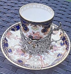 Rare Royal Crown Derby'imari' 3788 Coffee Can / Saucer With Silver Holder 1912