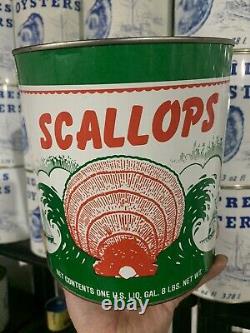 Rare Scallops One Gallon Tin Can By S & S Cold Storage, Hampton, Va. Virginia