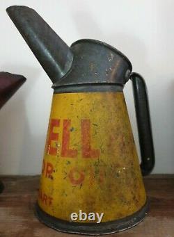 Rare Shell Motor Oil Jug Clam Quart Pourer Garage Man Cave Advertising Oil Can