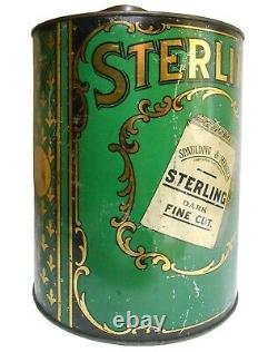 Rare Spaulding & Merrick Sterling Dk Fine Cut Tobacco Antique Lg 11h Tin Ad Can
