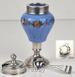 Rare Spice Can Glas Enamel Painting Silver Austria Vienna Um 1880 O893