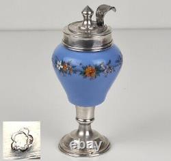 Rare Spice Can Glas Enamel Painting Silver Austria Vienna Um 1880 O893