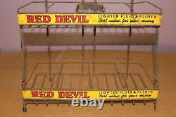 Rare Vintage 1930's RED DEVIL Lighter Fluid Can 17 Metal Display Zippo Sign