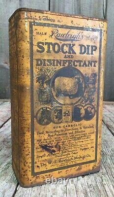 Rare Vintage 1/2 PT Rawleighs Sheep STOCK DIP Agricultural Disinfectant Tin Can